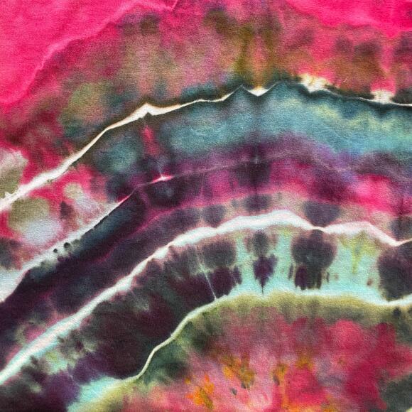 Tie Dyed Unisex T-shirt - Geode Ice Dye - Pink Green - Handmade (2XLarge) - Picture 5 of 12